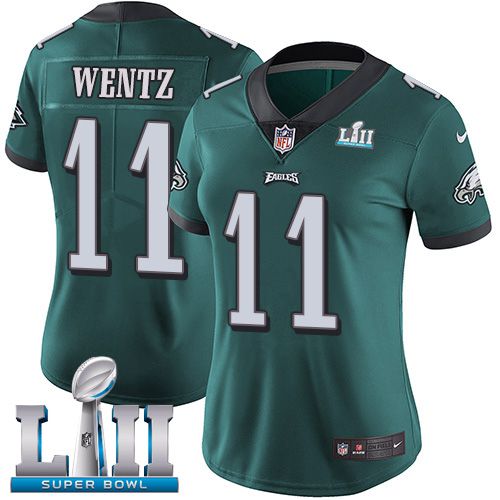 Women Philadelphia Eagles #11 Wentz Green Limited 2018 Super Bowl NFL Jerseys->philadelphia eagles->NFL Jersey